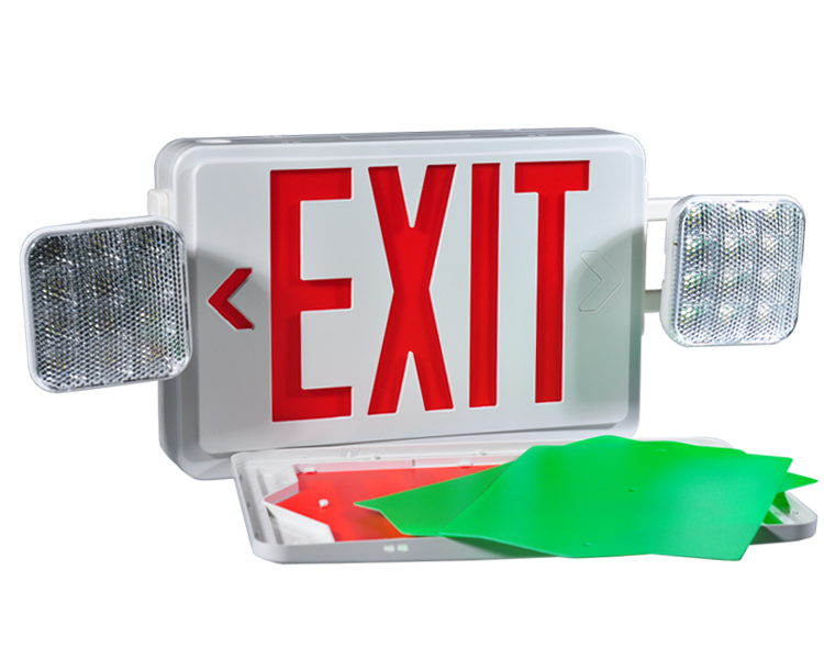JLEC2BCW-Bi-Color LED Combo Emergency Exit Sign s LED hlavami