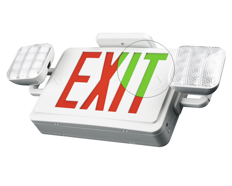 JLEC2BCW-Bi-Color LED Combo Emergency Exit Sign s LED hlavami